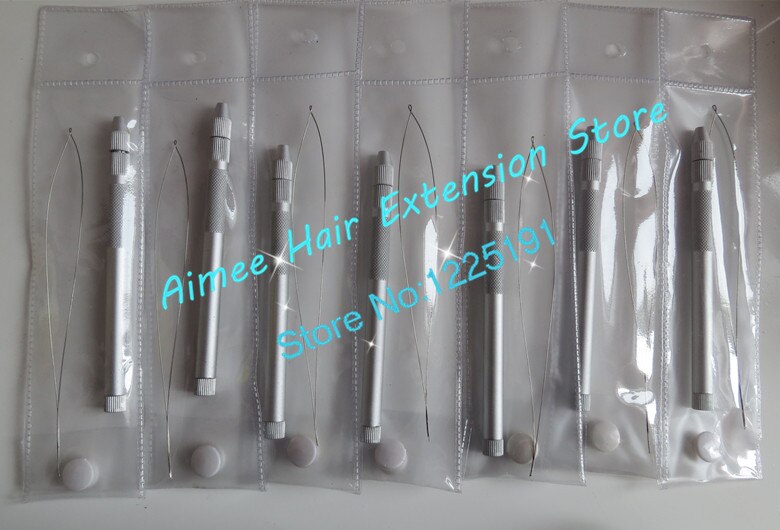 2PCS Metal Lace Wig Making Ventilation/Handle Pulling/Weaving Needles micro ring loop threader for hair extension tool