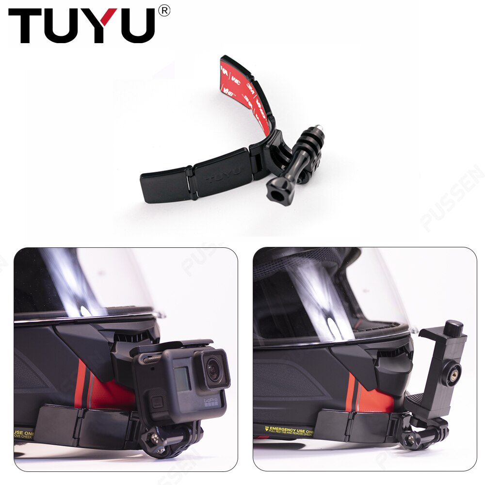 TUYU nowy Upgrade motocykl rower kask podbródek uchwyt na GoPro Max Hero 10 9 8 Insta360 OneR X2 DJI h9 akcesoria do kamer