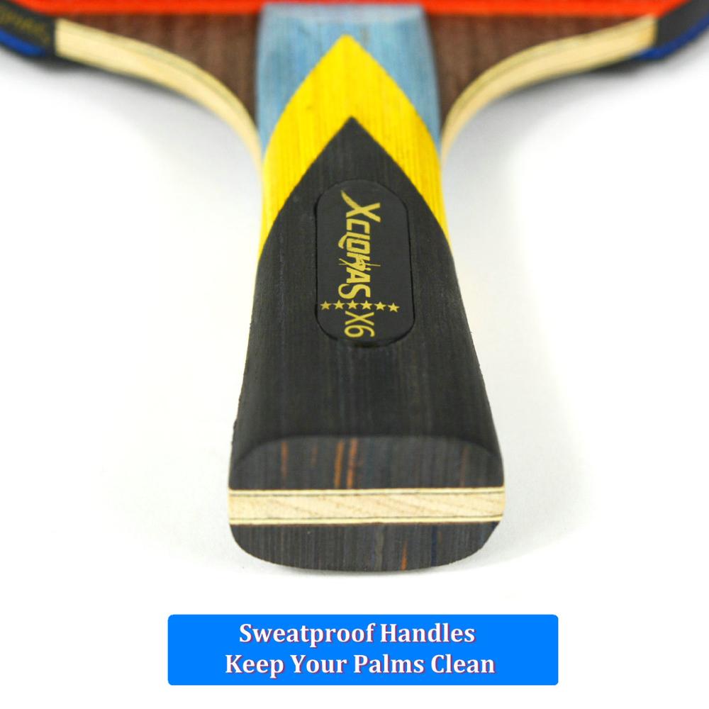 Xc lohas krachtige wenge houten tafeltennis rackets set 6 sterren pingpongbatjes met polyester rits tas
