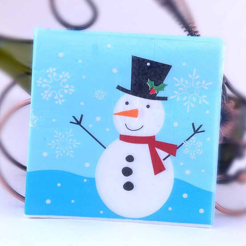 40 Stuks Kerstmissneeuwman Gedrukt Servetten Decoratieve Tissue Diner Papieren Handdoek Feestartikelen