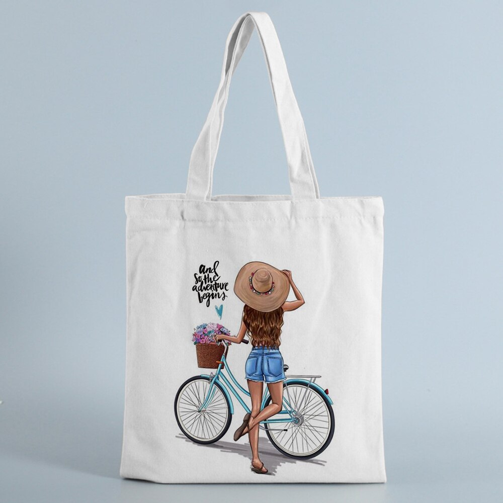 Mode Canvas Shopping Tassen Vrouwen Handtassen Mom Leven Eco Herbruikbare Doek Student Boek Tassen Dames Vrouwelijke Casual Shopper Tas: B0265-TBWH-M