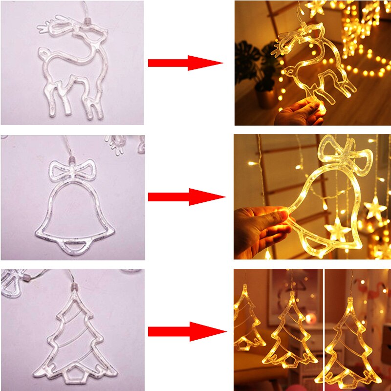 3.5M 220V Led Herten Lamp Kerst Garland Gordijn Licht Fairy String Licht Indoor Kerstversiering Voor Thuis bruiloft