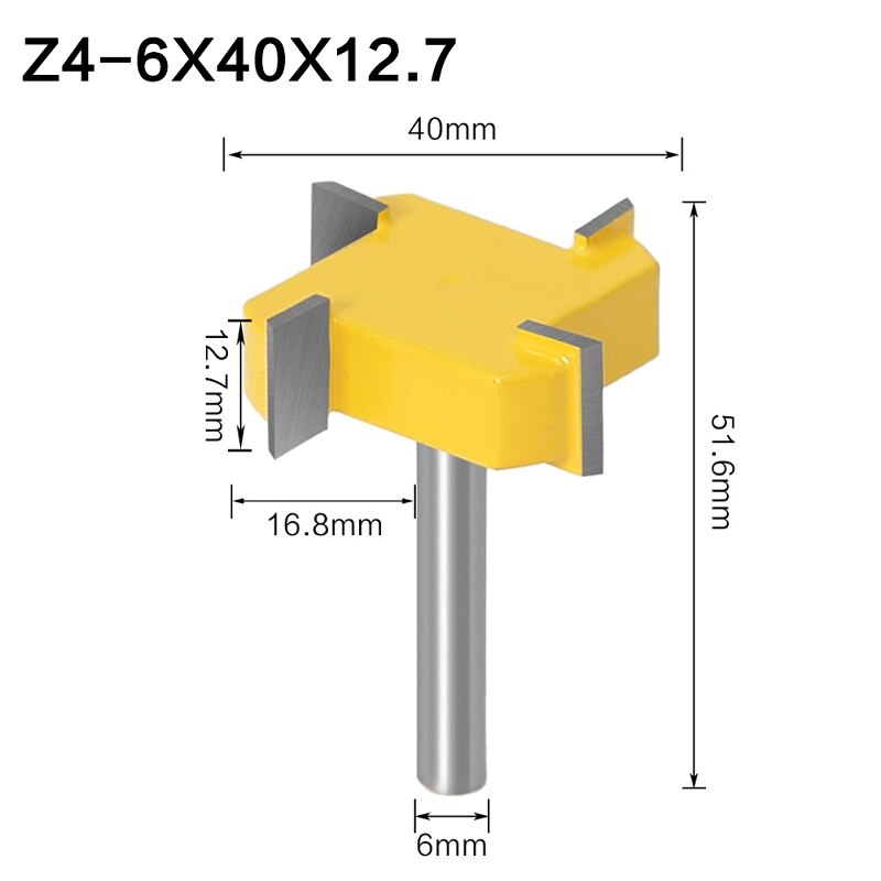 1pc 8mm skaft t typ skarvning &amp; spårfräs fyrfräs t-spår träfräs 12mm/12.7mm skaft fräs för trä: 6mm skaft 4 tänder