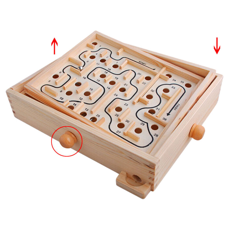Wood Labyrinth Game, Table Maze/Balance Board Table Maze Solitaire Game for Kids and Adults