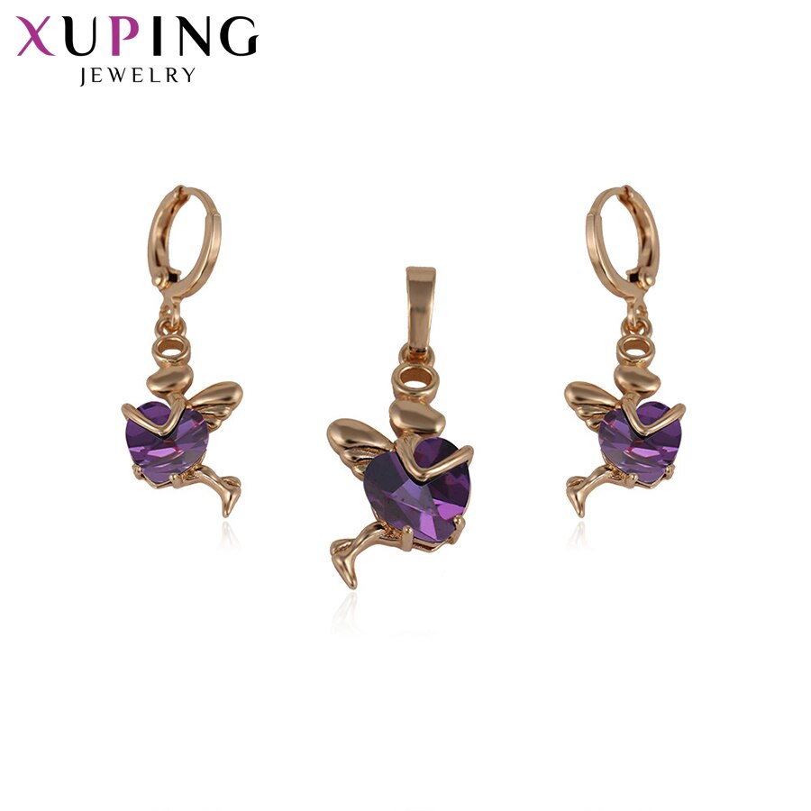 Xuping Luxury Jewelry Sets Angel Love Gold Color Plated Pendants Jewelry for Women S56-64073