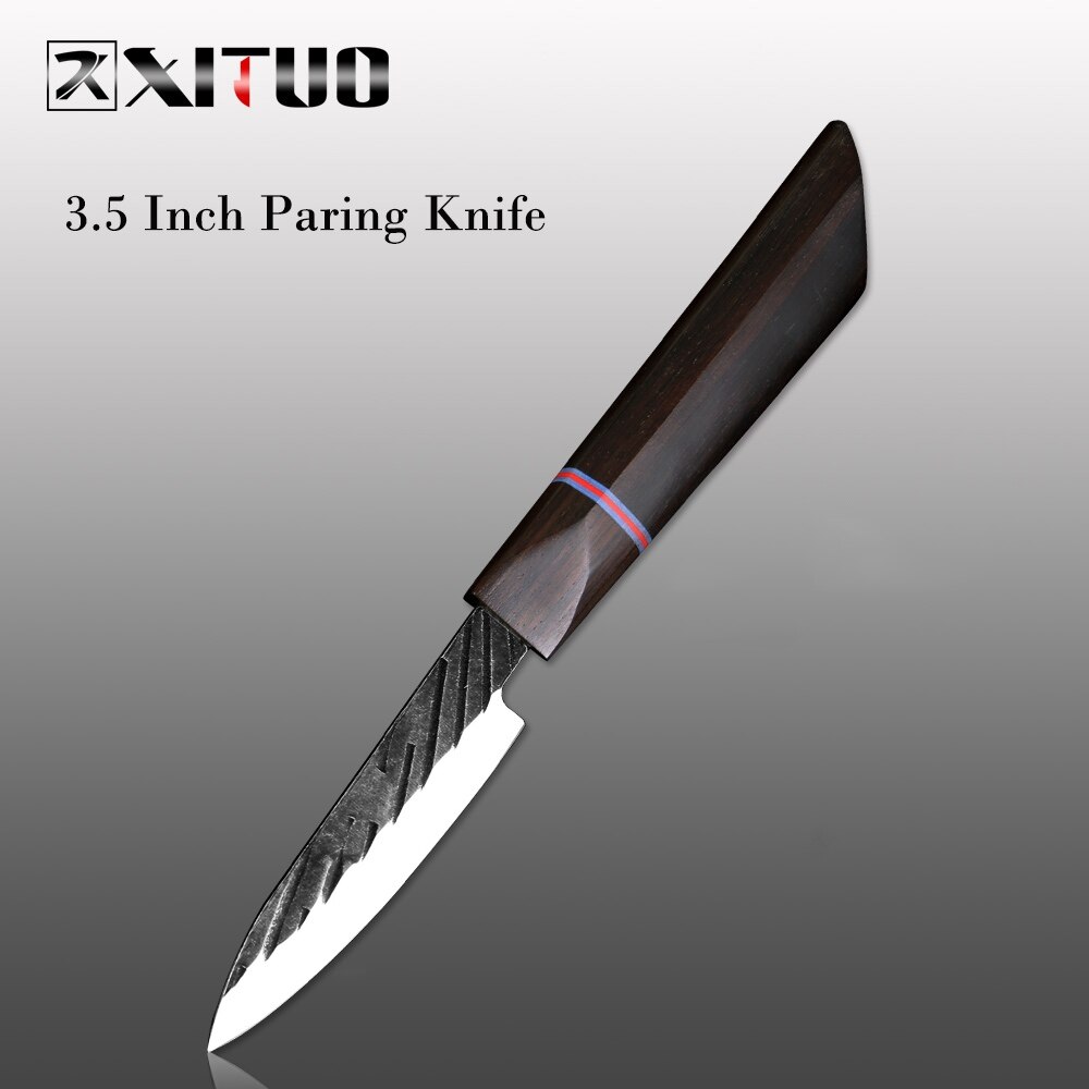 XITUO Chef Knife 440C Steel Handmade Forged Japanese Sharp Meat Cleaver Kiritsuke Santoku Utility Paring Knife Cooking Tools: 3. 5Inch Paring Knif
