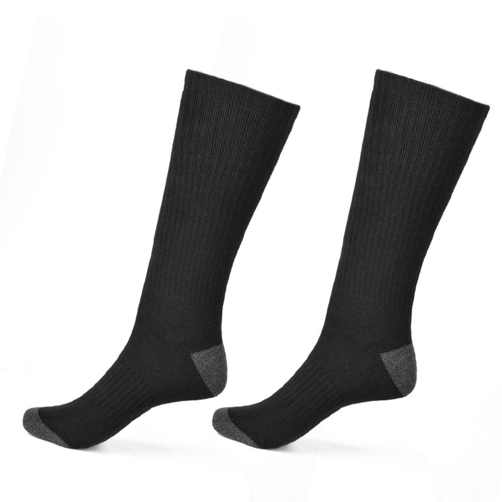 Electric Heated Socks - USB Rechargeable - 2200mAh Battery - Cotton & Wool Blend - Unisex Adult: Black Grey