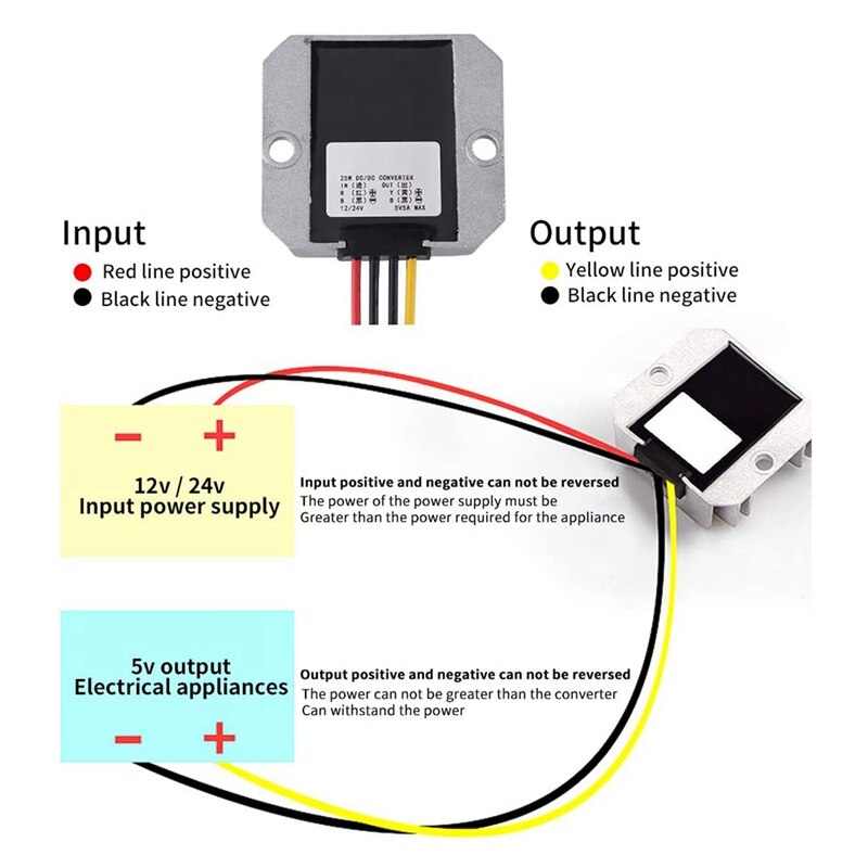 Automotive DC-DC Voltage Converter Step-Down Power Module 12V 24V To 5V 5A 25W