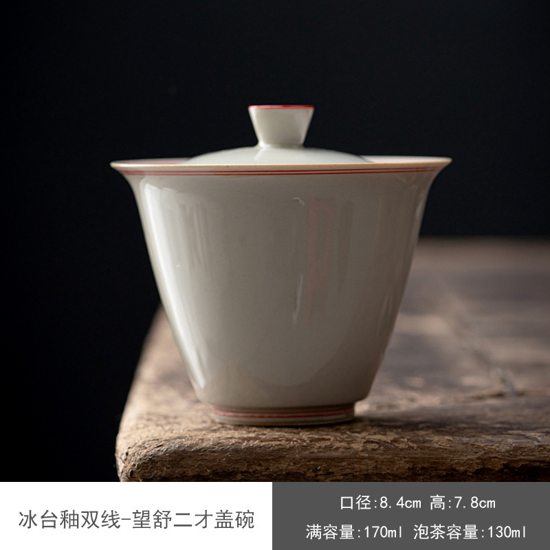 Gaiwan En Céramique Pour Thé Chinois - Service à Thé Avec Couvercle Et Soucoupe - 130 Ml - Artisanat Fait Main