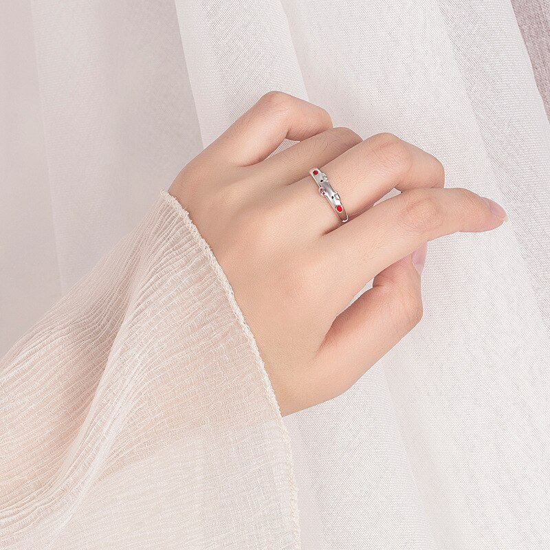 Zilver Kleur Kat Oor Vinger Ring Open Leuke Mode-sieraden Ring Voor Vrouwen Jong Meisje Kind Verstelbare Ring: pig red