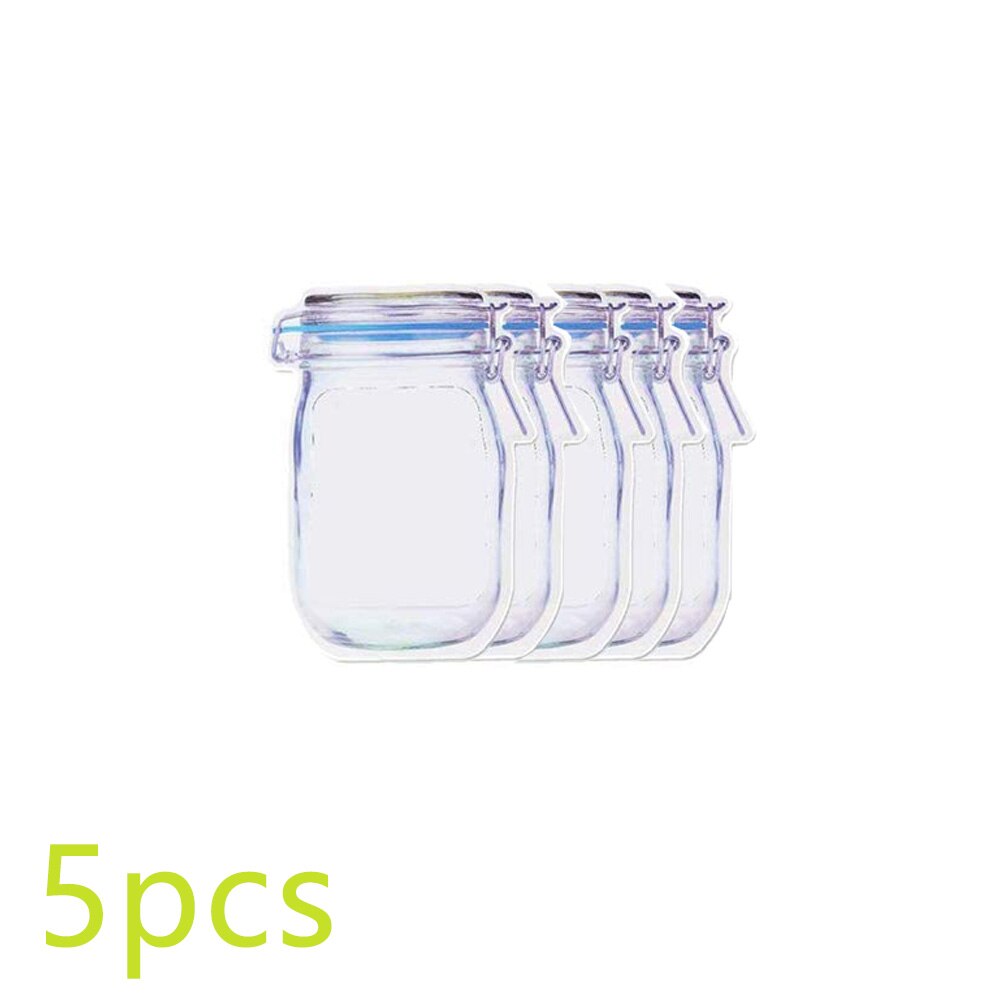 20 piezas Jar Zipper Bags reutilizable Snack ahorrador bolsa de almacenamiento para alimentos congelados bolsas de almacenamiento de bocadillos de alimentos a prueba de fugas: 5 pcs Pink