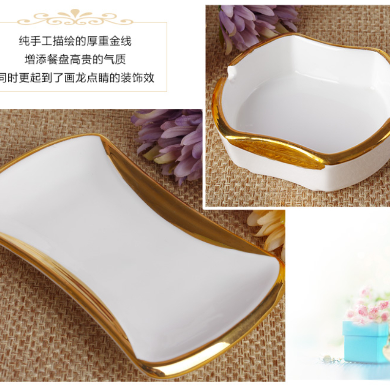 Luxury Plate Sets Modern Trays Decor Round Salad Bowl European Dinner Dinnerware Set Steak Restaurant Kitchen Tableware
