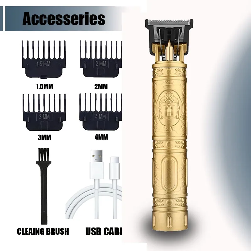 Electric Hair Trimmer for Men Wireless Beard Mustache Grooming Kit Powerful Facial Hair Clipper for Barber Shop: WHITE