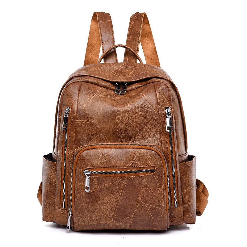 Vrouwen Lederen Rugzakken Vrouwelijke Vintage Rugzak Voor Meisjes Schooltas Reizen Rugzak Dames Sac A Dos Terug pack: Brown