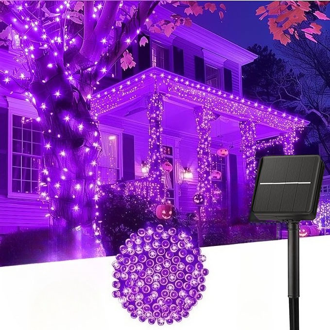 Guirnalda de luces navideñas solares para exteriores, 30/100 LED, 8 modos, luces solares para exteriores, adecuadas para jardín, terraza, valla, fiestas navideñas: Sea Blue / 0-5 W