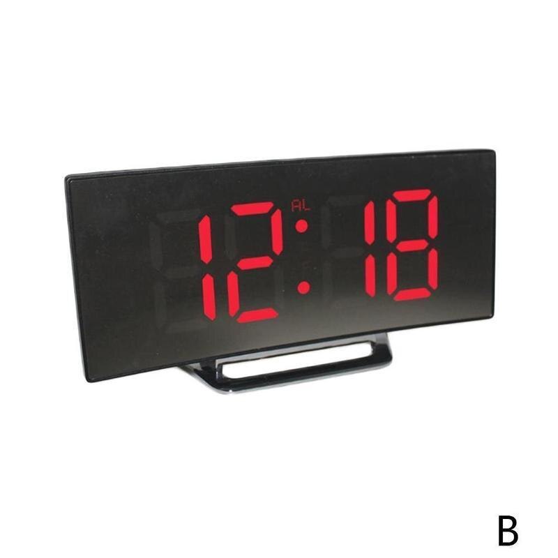 Night Light Alarm Clock Digital LED Display Operated Battery I2G7 Mirror V3M6: red
