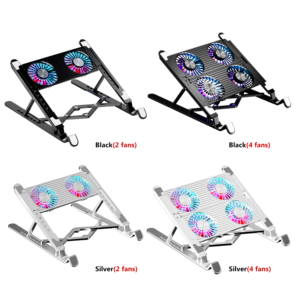 Laptop-Lüfter mit 2/4 Lüftern, leiser Spielen-Laptop-Kühler, RGB, 7 Höer, tragbarer Laptop-Halfter für 11–17,3 Zoll Laptops