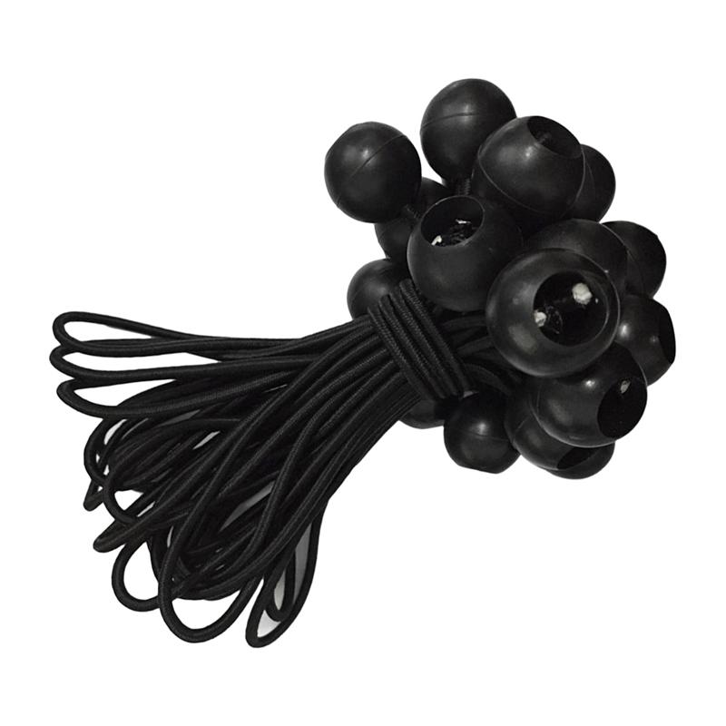 10 stk sort ball bungee binde ned elastisk snor til teltbagage og andet campingtilbehør  (15cm)