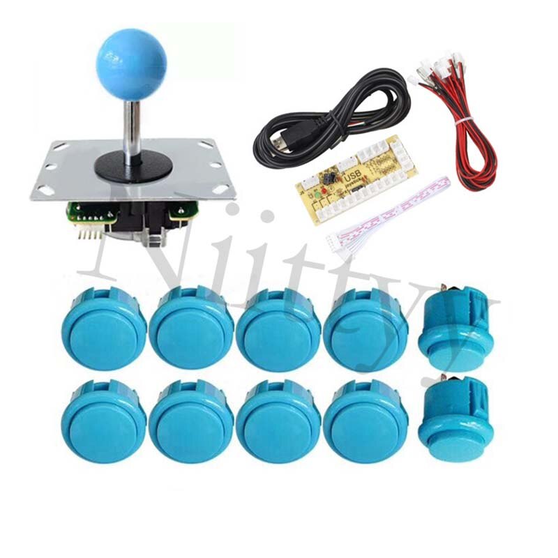 Arkadskåp joystick diy kit zero delay usb kodare till pc  ps3 sanwa joystick arkad tryckknappar spelkonsol: Blå