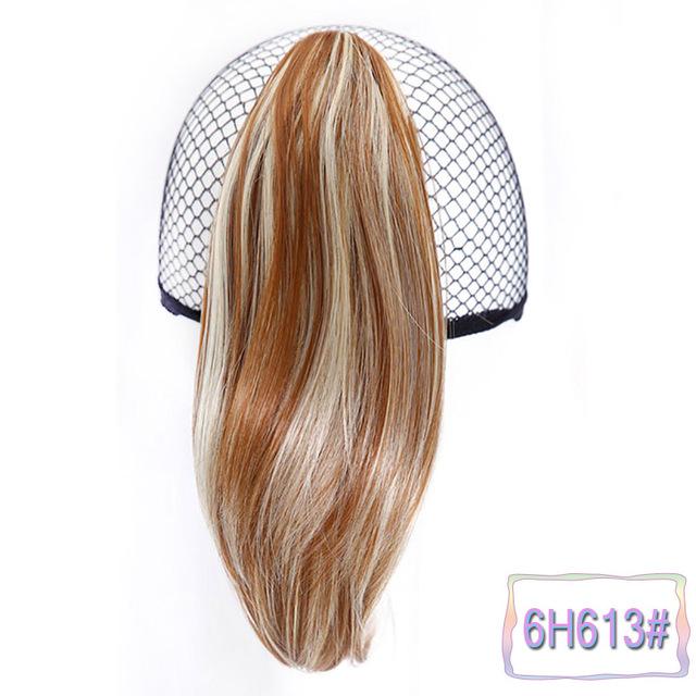 Coleta recta corta para mujer, cola de caballo sintética de alta temperatura, cola de pelo con cola de caballo negra y marrón: 4/27HL