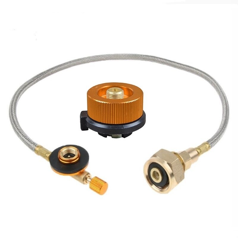 Newly Outdoor Camping Gas Stove Propane Refill Adapter Burner LPG Flat Cylinder tank Coupler Container Adapter Metal Tube: Adapter and Hose