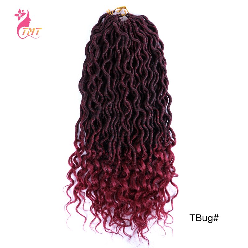 18" Faux Locs Curly Ends Crochet Hair Synthetic River Goddess Locs passion Twist Braiding Hair Extensions Faux Locs Curly Braids: T1B-BUG