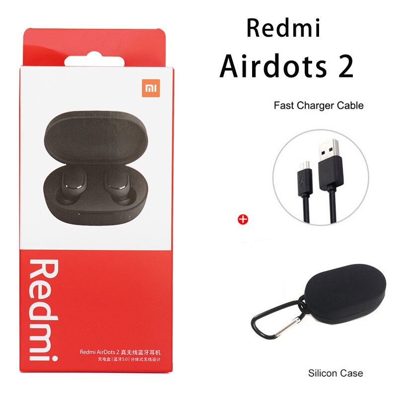 Xiaomi Redmi Airdots 2 Ohrhörer Wahre Drahtlose Kopfhörer Bluetooth 5,0 Headset Mit Mic Lade Kopfhörer In-Ohr stereo bass: Airdots 2 blackcable