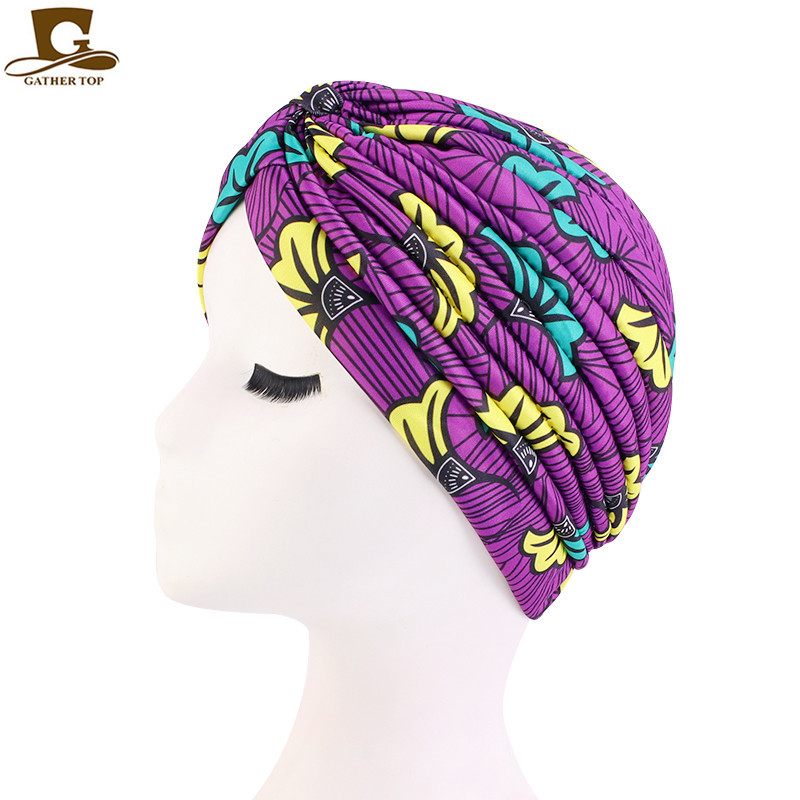 Kvinders print blomsterknude kræft flæse kemohue beanie tørklæde turban hoved wrap strikket hue hårtab tilbehør
