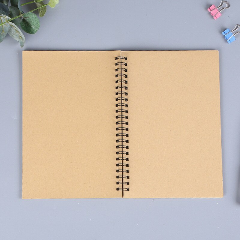 Kraft Paper Double Coil Ring Spiral Notebook A5 Sketchbook Diary For Drawing Painting Blank Paper Sketch Book School Supplies