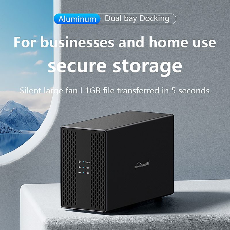 Blueendless Dual Bay RAID hard disk 3.5 USB 3.0 External Type C Dual Hard Drive Enclosure SATA Array box HDD Server Case hdd