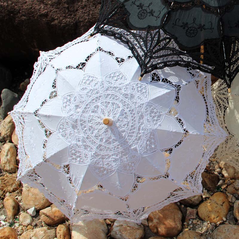 Viktorianischen Stickerei Blume Battenburg Spitze Sonnenschirm Mit Spitze Dekoration Party Braut Dusche Foto Stütze Braut Regenschirm