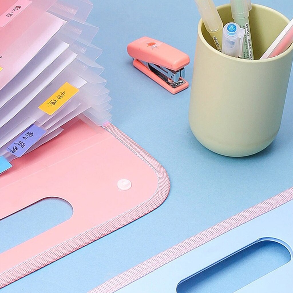 Handheld 13 Pockets Vertical File Folder Accordion File w/ 2 Buckle Expandable Document Organizer for Home School Office