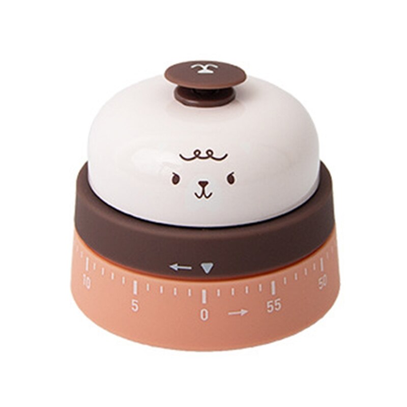 Cute Kitchen Timer Mechanical Reminder Call Bell Button 60 Minutes Countdown Timer for Cooking Reading Baking Tool Kitchen Use: Nude Color