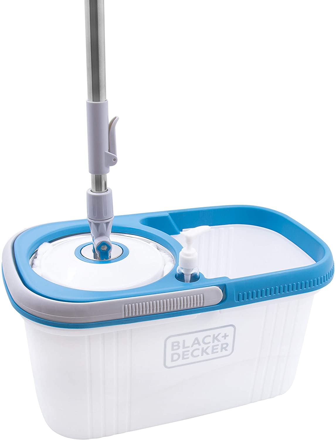 Cubo y fregona giratoria, accesorio con tambor de acero inoxidable, color blanco, 360