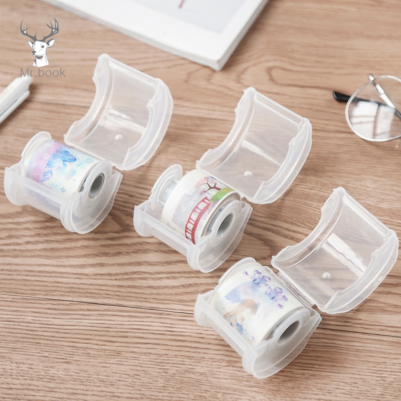 1PC Japanese Stationery Masking Tape Cutter Washi Tape Storage Box Desk Organizer Office Tape Dispenser Office Tape Dispenser