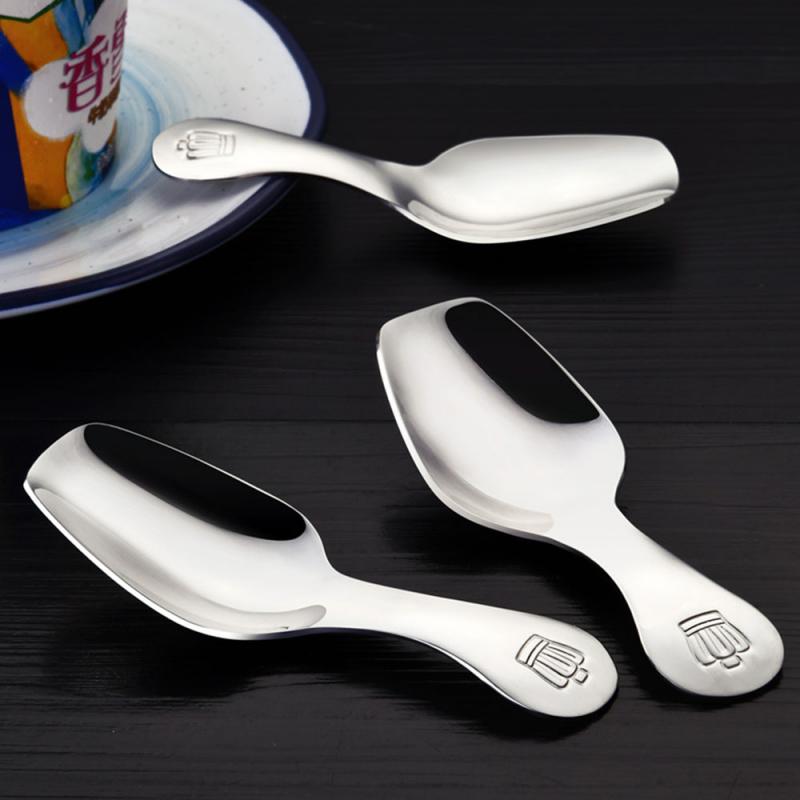 Stainless Short Spade Shovel Spoons Teaspoons With Long Handle Ice Cream Coffee Dessert Spoons For Kitchen Tablewares