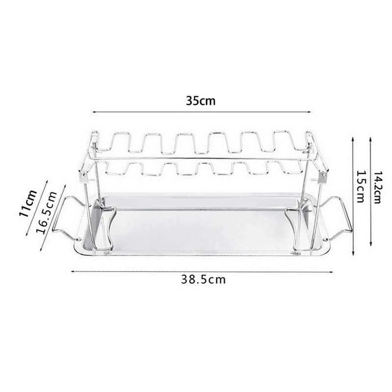 Stainless Steel Chicken Wing Leg Rack Grill Holder Rack with Drip Pan for BBQ Multi-Purpose Chicken Leg Oven Grill Rack