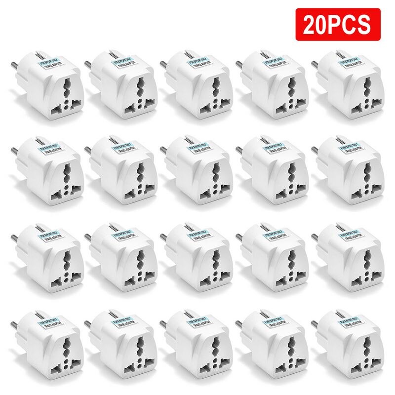 3/5/20Pcs Vs Naar Eu Travel Adapter Euro Kr Eu Plug Adapter Au Uk Universele 4.8mm Adapter Converter Stopcontact Elektrische Plug: 20pcs white