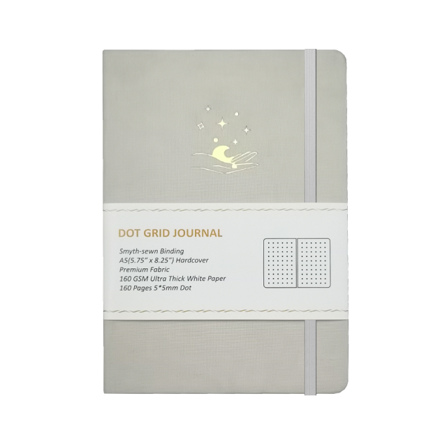 Eco-friendly Fabric/Linen Cover Journal Notebook A5 Ultra Thick White Paper Dot Grid Paper Notebook: Ivory