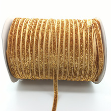 5 yds 1/4 "(6mm) brede Gouden Glitter Fluwelen Lint Hoofdband Clips Boog Decoratie #6mRS18