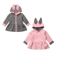 Leuke Peuter Baby Meisje Kapmantel Jas Rits Konijn Oor Herfst Winter Uitloper Kleding