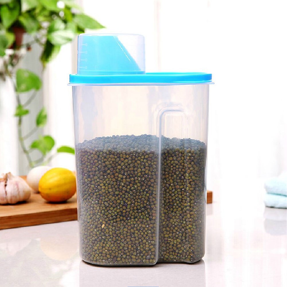 2.5l store ris korn bønne tør mad opbevaring dispenser beholder låg forseglet boks