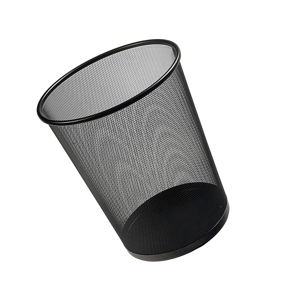 Metal Mesh Round Trash Can Wrought Iron Kitchen Without Lid Bucket Bathroom Home Office Dustbin Trash Rubbish Bin Basket A40