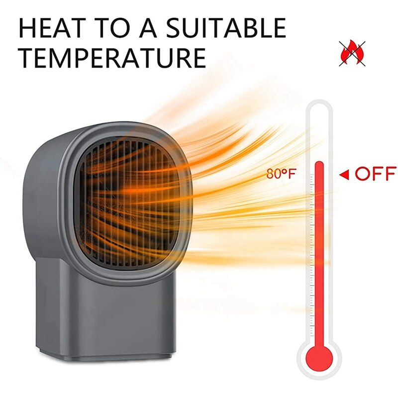 Electric Small Space Heater - Portable Electric Heater With Thermostat, Personal Room Heater For Office Home, EU Plug