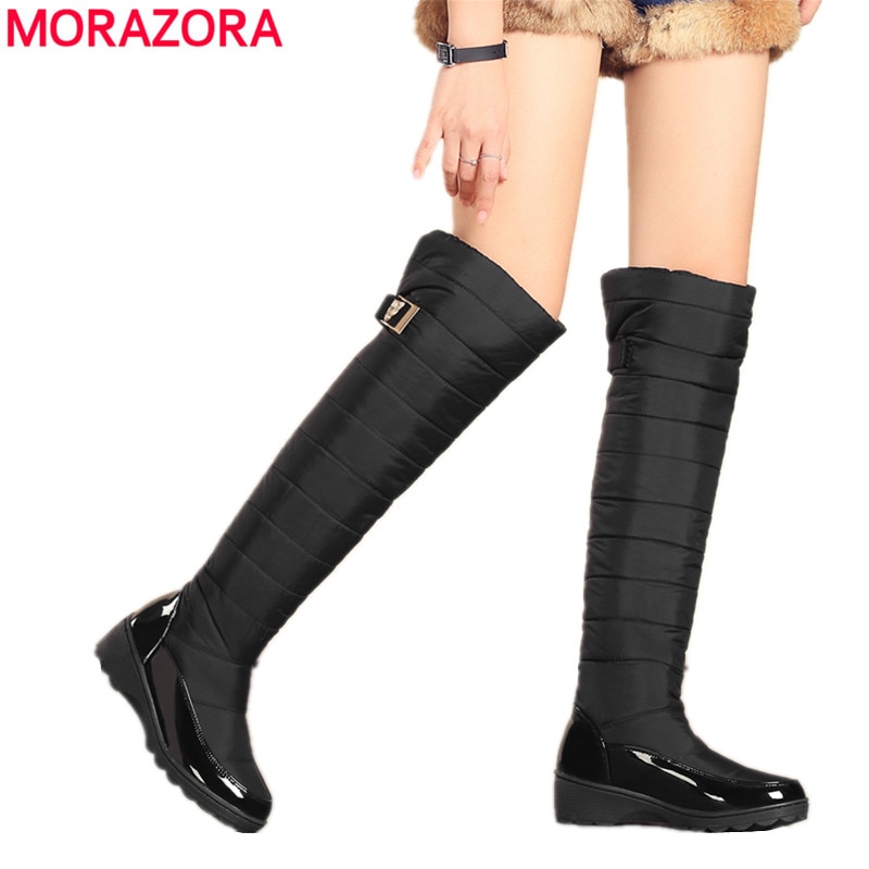Morazora Eur Maat 35-44 Snowboots Vrouwen Klassieke Warme Knie Hoge Winter Laarzen Vrouwelijke Katoenen Schoenen Vrouwen laarzen