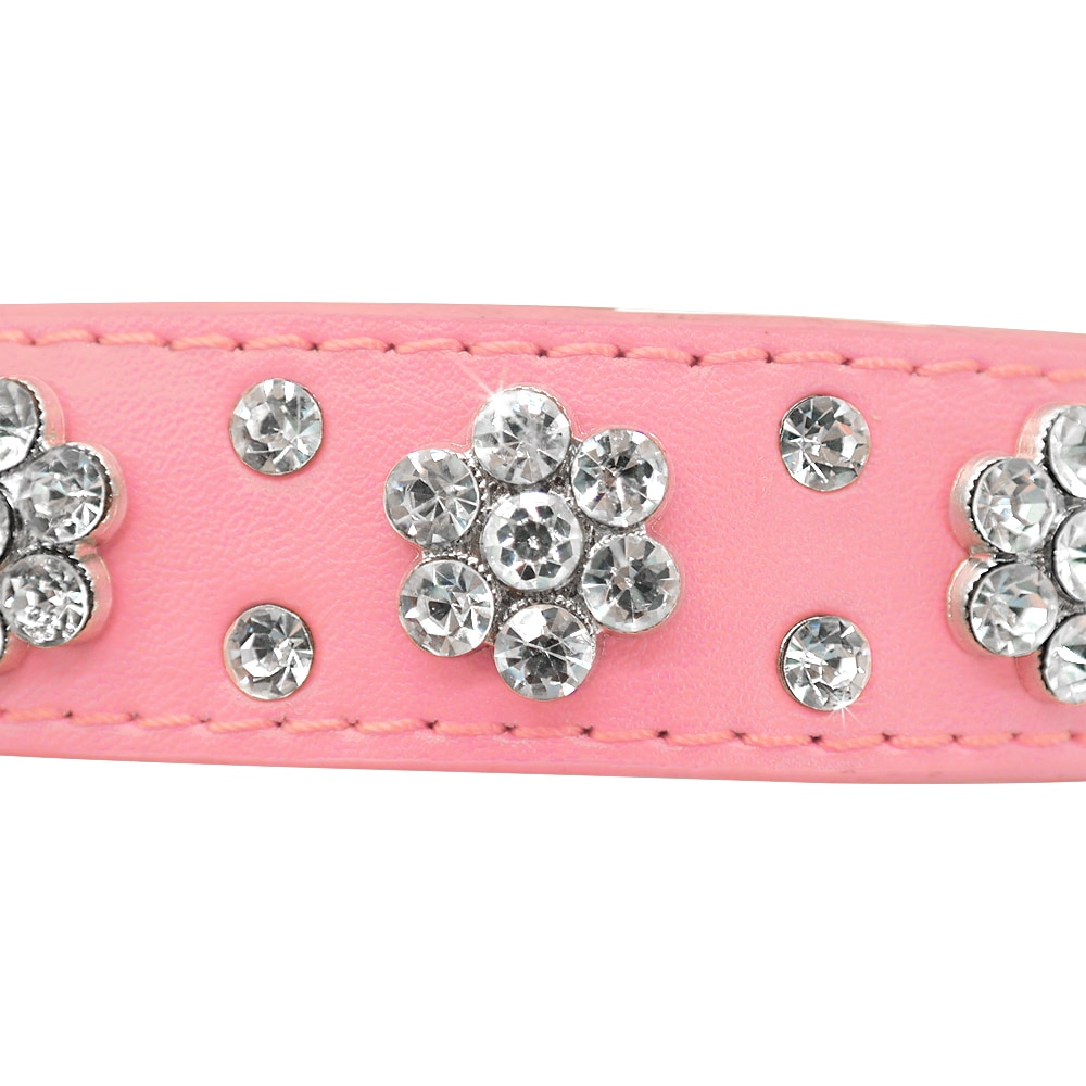 Bling Rhinestone Dog Collars Leather For Small Medium Dogs Adjustable Puppy Dog Chihuahua Collar Crystal Diamante Correa Perro
