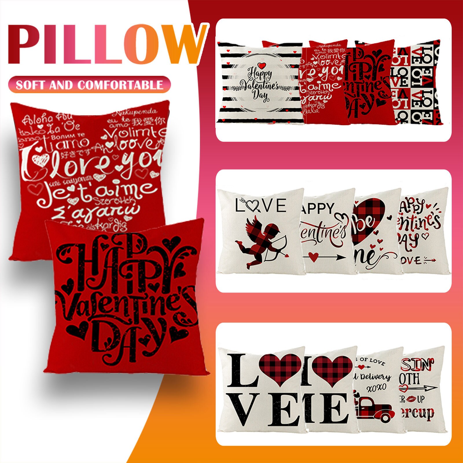 szczyt sprzedaży 4pc walentynki poszewka na poduszkę bawełna rzuć plac poszewka sofa poszewka na poduszkę dekoracja pokoju Dropshipping