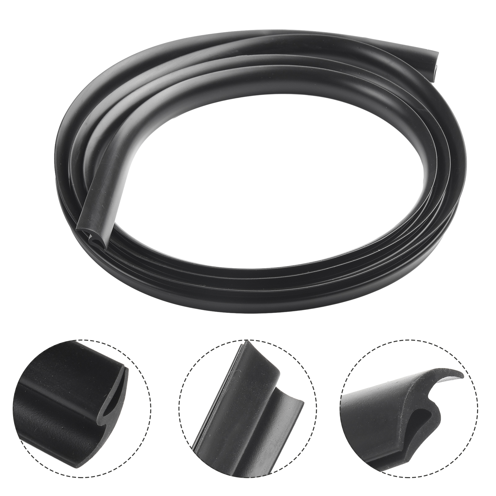 Black Seal Strip Trim para carro, pára-brisa dianteiro, teto solar, Weatherstrip, borracha, borda da janela triangular, 2m