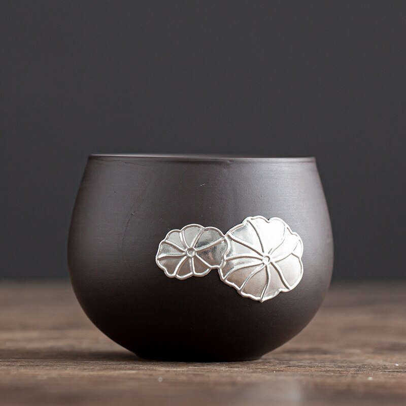 Purple Clay Tea Master Cup Ceramic Household Japanese Tea Set Single Large Teacup Individual Flower Single Tea Cup: c