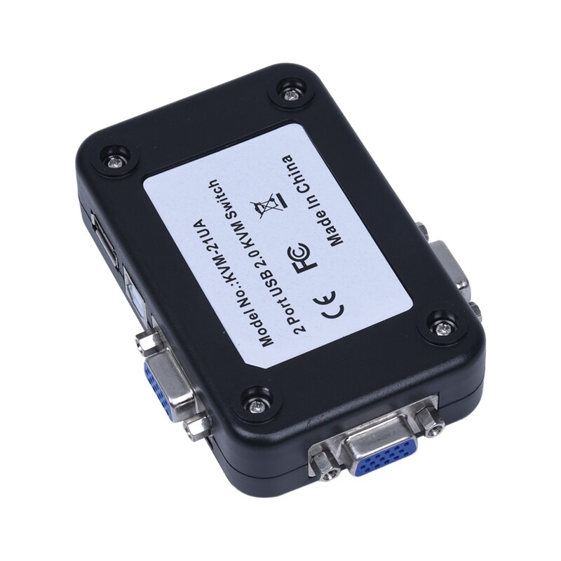 All-in-one Mini 2 Ports KVM Manual Switch Box Adapter w USB Connector